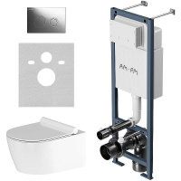 Комплект унитаза с инсталляцией Am.Pm Jupiter ErgoFit Aquaspin IS110151.DX77C1700 с сиденьем микролифт, кнопка хром глянец