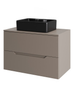 Тумба с раковиной подвесная 70 см, Orange Line Li-70TuLMDF+B01-475MB латте/черный