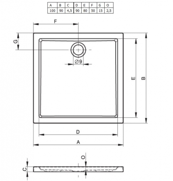 Душевой поддон RIHO ZURICH 252 Акриловый 100 x 90 x 4 D001008005