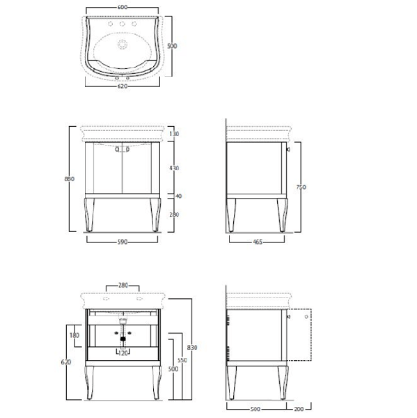 Тумба с раковиной Simas Lante LAM70 bi
