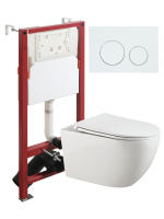 Комплект унитаза с инсталляцией безободковый Agger ATI12150+APB188 кнопка смыва белый