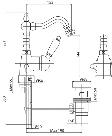 Смеситель для биде Cezares ELITE ELITE-BSM2-02-Bi