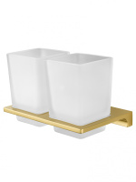 Два стакана для зубных щеток с держателем WONZON & WOGHAND ECLIPSE, глянцевое золото WW-9128-LG