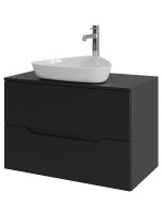 Тумба с раковиной подвесная 80 см, Orange Line Li-80TubMDF+B07-500W черный/белый