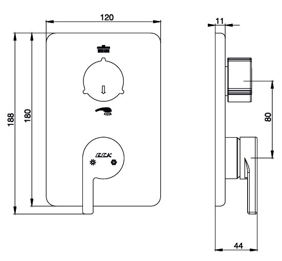 Смеситель для ванны E.C.A. Icon 102167201HEX-KDE