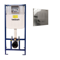 Комплект Инсталляция beWash для подвесного унитаза BW74 с кнопкой смыва Fide P03SC, Хром глянец  K500RZVP0300PK000000