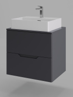 Тумба с раковиной подвесная 60 см Orange Line Li-60TugMDF+B04-500W графит/белый