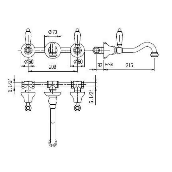 Смеситель для раковины Cezares Nostalgia NOSTALGIA-BLS1-03/24