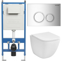 Комплект унитаза с инсталляцией Grossman Galaxy 97.4497SQC.01.100 с клавишей смыва