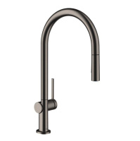 Смеситель для кухни с выдвижным изливом sBox Hansgrohe Talis M54 2jet 72801340 шлифованный черный хром