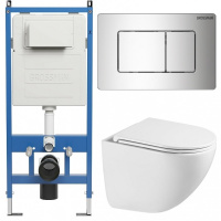 Комплект унитаза с инсталляцией Grossman Classic 97.4455SQC.04.10M с клавишей смыва