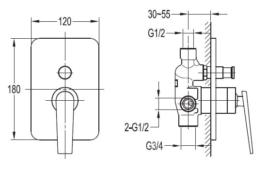 Смеситель для ванны Cezares Baden BADEN-F-VDIM-01