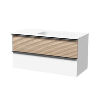 Тумба под раковину Sancos  Delta DL100RW дуб светлый/белый