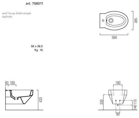 Биде подвесное Gsi Losanga 7560111