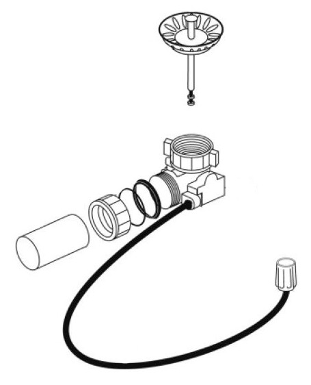 Набор доукомплетации клапаном-автоматом с круглой ручкой для Blanco Panor 118979 Набор доукомплетации клапаном-автоматом с круглой ручкой для Blanco Panor 118979