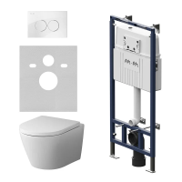 Комплект унитаза с инсталляцией Am.Pm MasterFit Sense IS100101.741701 с сиденьем микролифт, кнопка белый глянец