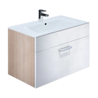 Тумба с умывальником, IDDIS Mirro MIR80W2i95K, белый/дерево