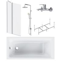 Ванна акриловая  W90ASET-150D3W5 Am.Pm Gem 150x70 с каркасом и шторкой на б/в W90BS-D3W5-140CT Gem F0790000+F90A10