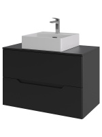 Тумба с раковиной подвесная 80 см, Orange Line Li-80TubMDF+B04-405W черный/белый