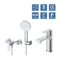 Комплект смесителей для ванной комнаты BelBagno AURORA-ESDM/LVM-CRM Комплект смесителей для ванной комнаты BelBagno AURORA-ESDM/LVM-CRM