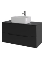 Тумба с раковиной подвесная 100 см, Orange Line Li-100TubMDF+B02-460W черный/белый