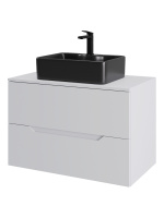 Тумба с раковиной подвесная 80 см, Orange Line Li-80TuwMDF+B01-475MB белый/черный