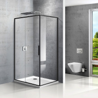 Душевой уголок Vincea  Slim VSR-2SL9012CLB-R (120х90)  матовый черный, стекло прозрачное, правый