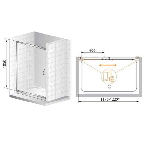 Душевая дверь Cezares ART-GOTICO-BF-1-120-C-D-L