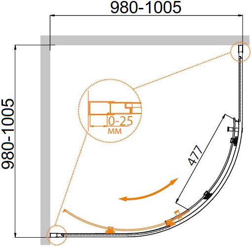 Душевой уголок (100х100) CEZARES MOLVENO MOLVENO-R-1-100-C-Cr-IV
