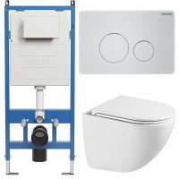 Комплект унитаза с инсталляцией Grossman Style 97.4455SQC.05.01M с клавишей смыва