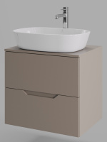 Тумба с раковиной подвесная 60 см,Orange Line Li-60TuLMDF+B08-500W  латте/белый