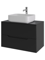 Тумба с раковиной подвесная 80 см, Orange Line Li-80TubMDF+B05-500W черный/белый