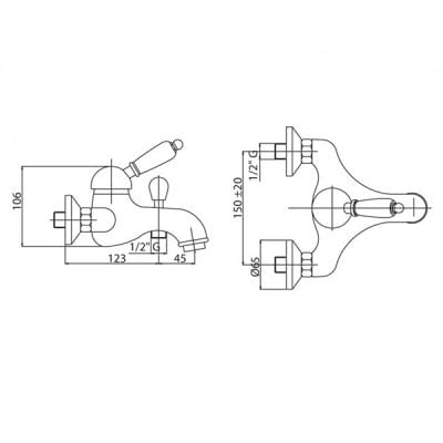 Напольный смеситель для ванны с ручным душем Cezares Vintage VINTAGE-VDPM-03/24-Sw-N