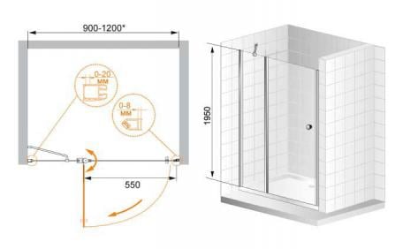 Дверь в нишу Cezares ELENA-W-B-12-110-P-Cr-L