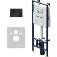 Комплект унитаза с инсталляцией Am.Pm Sense FlashClean IS110138.741701 с сиденьем микролифт, кнопка черный матовый