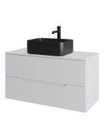Тумба с раковиной подвесная 100 см, Orange Line Li-100TuwMDF+B02-460MB белый/черный