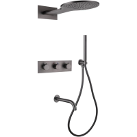 Душевой комплект ABBER Wasser Kreis AF8150NG скрытого монтажа с изливом, термостат, никель