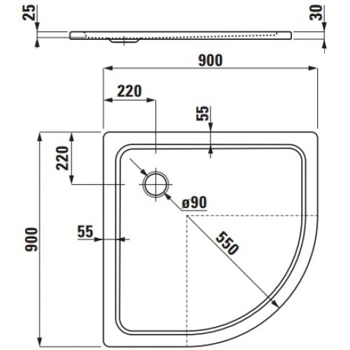 Душевой поддон стальной Laufen Platina 2.1500.8.000.040.1