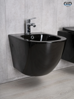 Биде подвесное Gid BDP-96BL черный глянцевый, без ободака, овальное