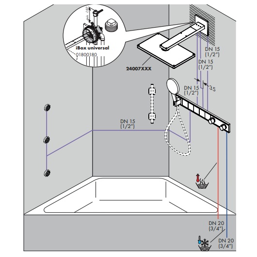 Скрытая часть на 5 потребителей Hansgrohe RainSelect 15313180