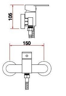 Настенный смеситель с гигиеническим душем BENNBERG CHROME 170H12