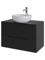 Тумба с раковиной подвесная 80 см, Orange Line Li-80TubMDF+B07-420W черный/белый