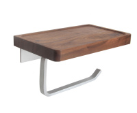 Держатель туалетной бумаги с деревянной полочкой матовый хром BRONZE DE LUXE Forest  10705C