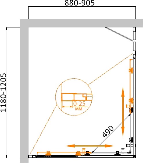 Душевой уголок (120х90) CEZARES MOLVENO MOLVENO-AH-21-90+30-C-BORO-IV