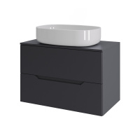 Тумба с раковиной подвесная 70 см, Orange Line Li-70TugMDF+B08-600W графит/белый