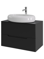 Тумба с раковиной подвесная 80 см, Orange Line Li-80TubMDF+B08-640W черный/белый