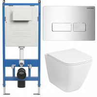Комплект унитаза с инсталляцией Grossman Pragma 97.4497SQC.03.100 с клавишей смыва