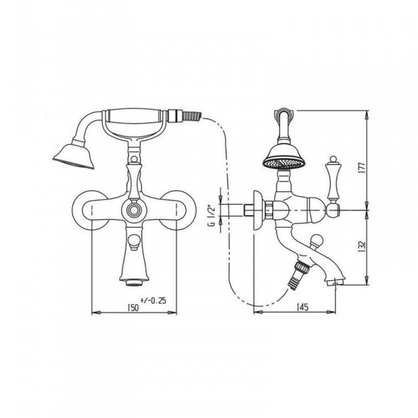 Смеситель для ванны Cezares Atlantis nostalgia ATLANTIS-NOSTALGIA-VDF2-03/24