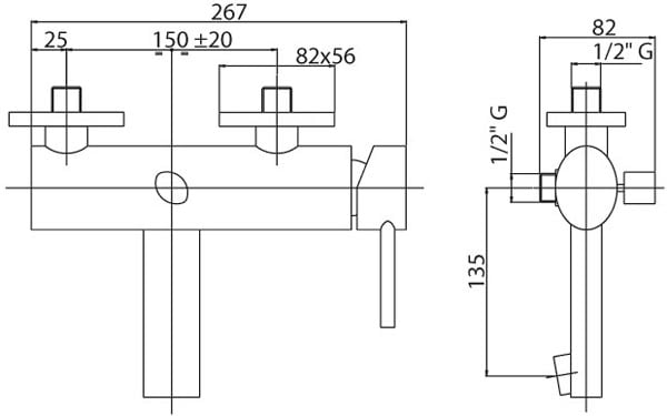 Смеситель Напольный Для Ванны Cezares OVER OVER-VDP-01-Cr