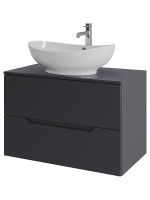 Тумба с раковиной подвесная 80 см, Orange Line Li-80TugMDF+B08-585W графит/белый